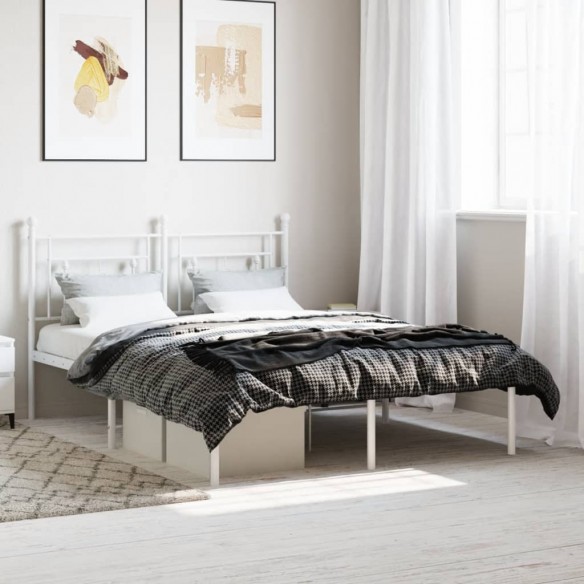 Lit métal avec tête de lit blanc 135x190 cm