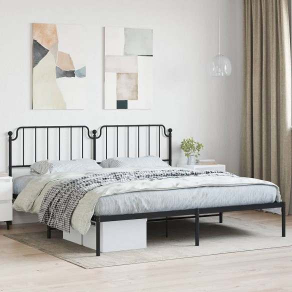 Lit métal avec tête de lit noir 193x203 cm