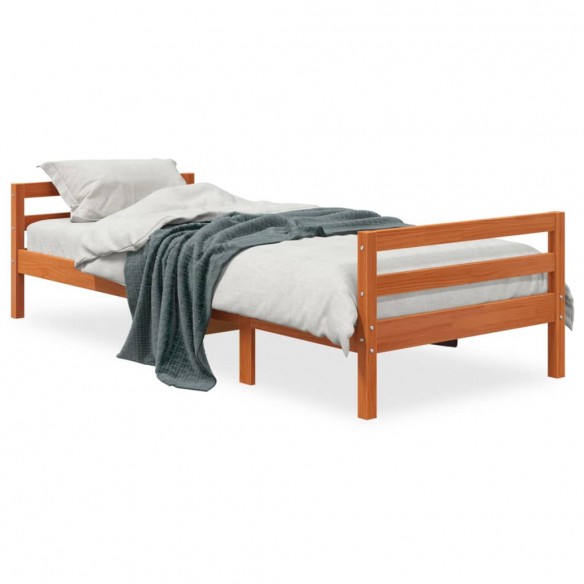 Lit cire marron 80x200 cm bois de pin massif