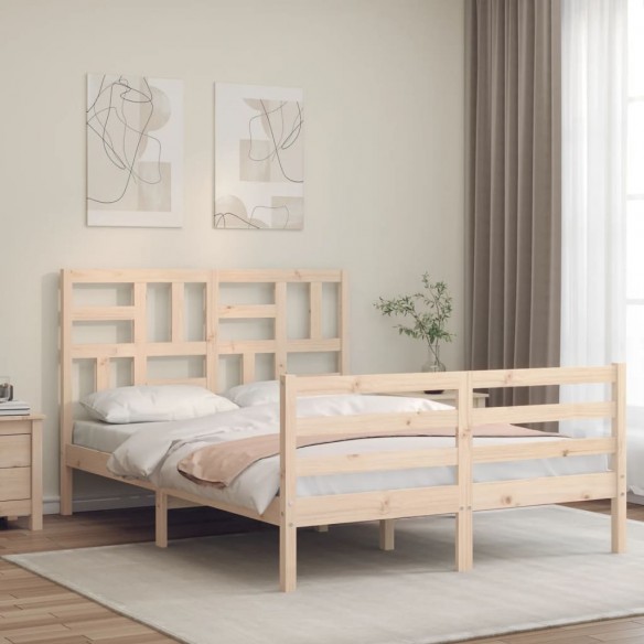Lit avec tête de lit 140x190 cm bois massif