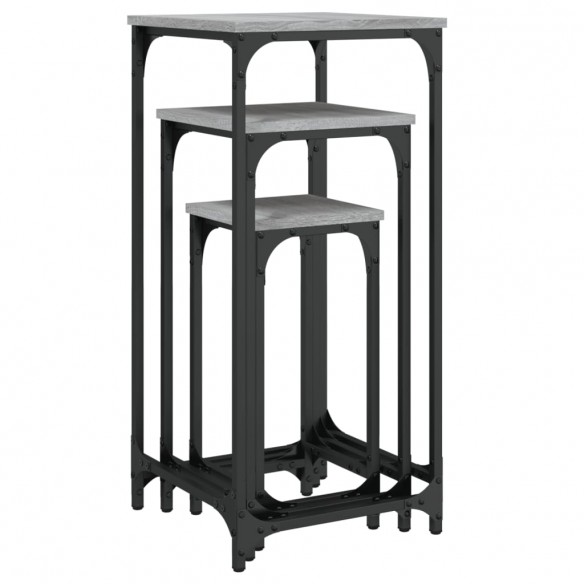 Tables d’appoint gigognes 3 pcs sonoma gris bois d'ingénierie