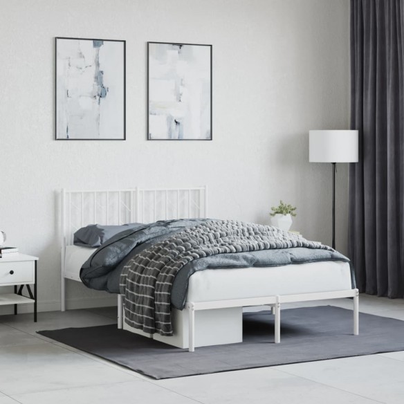 Lit métal avec tête de lit blanc 120x190 cm