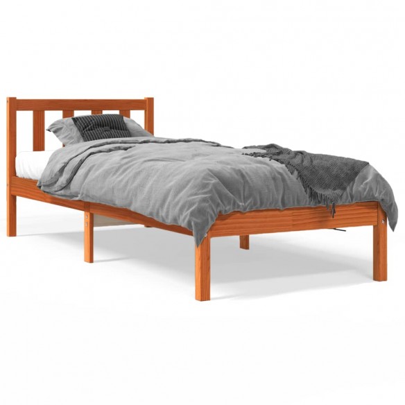 Lit cire marron 90x200 cm bois de pin massif