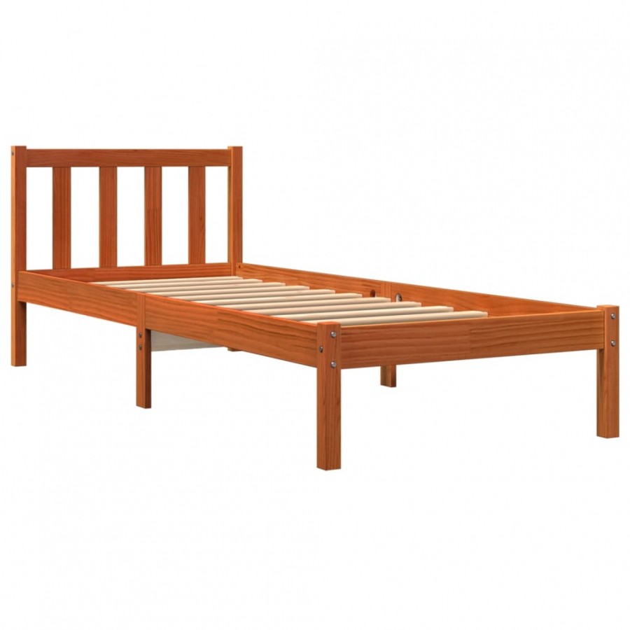 Lit cire marron 90x200 cm bois de pin massif