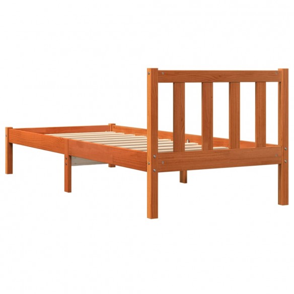Lit cire marron 90x200 cm bois de pin massif
