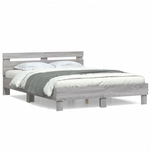 Lit avec tête de lit sonoma gris 140x190 cm