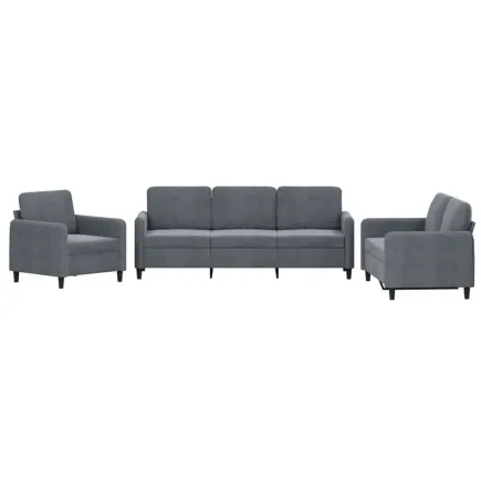 Ensemble de canapés 3 pcs gris foncé velours 2