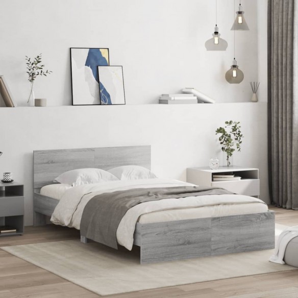 Lit avec tête de lit sonoma gris 135x190 cm