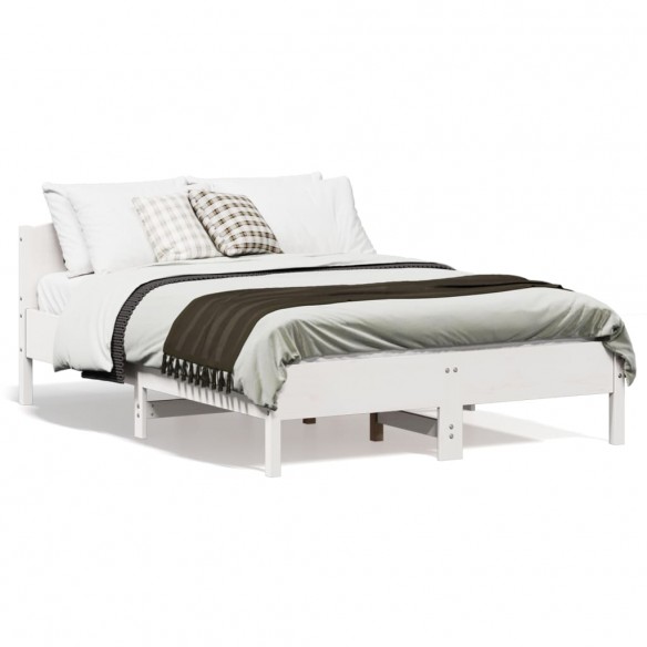 Lit avec tête de lit blanc 120x190 cm bois pin massif