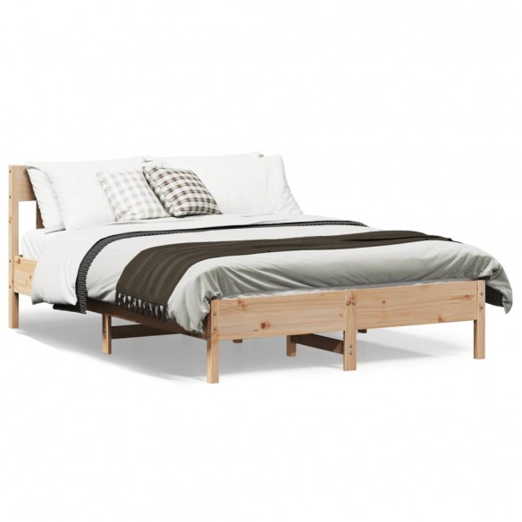 Lit avec tête de lit 135x190 cm bois de pin massif