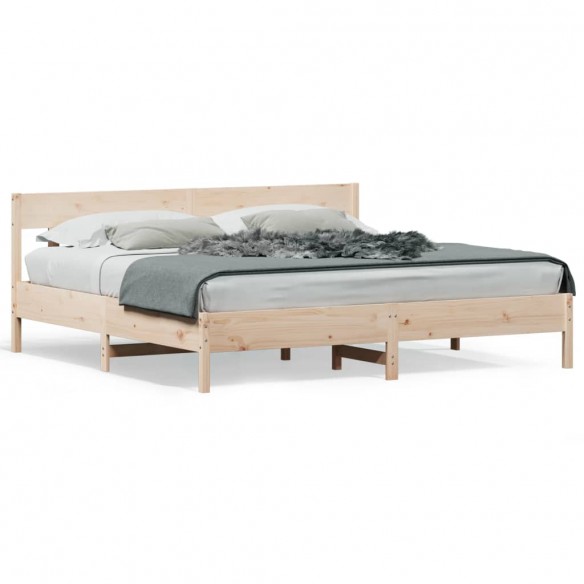 Lit avec tête de lit 200x200 cm Bois de pin massif