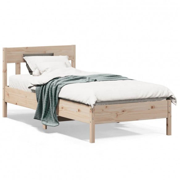 Lit avec tête de lit 90x200 cm bois de pin massif