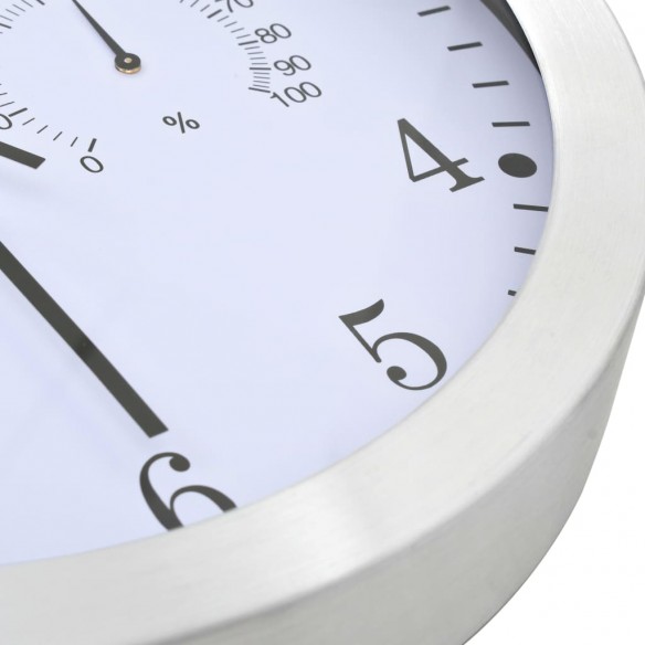 Horloge murale à quartz Hygromètre et thermomètre 30 cm Blanc Horloge murale à quartz Hygromètre et thermomètre 30 cm Blanc