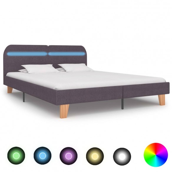 Lit avec LED Taupe Tissu 160 x 200 cm