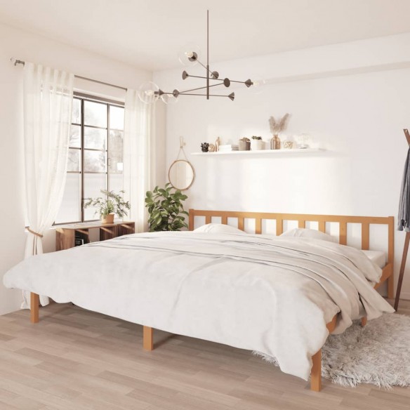 Lit Marron miel Bois de pin massif 200x200 cm