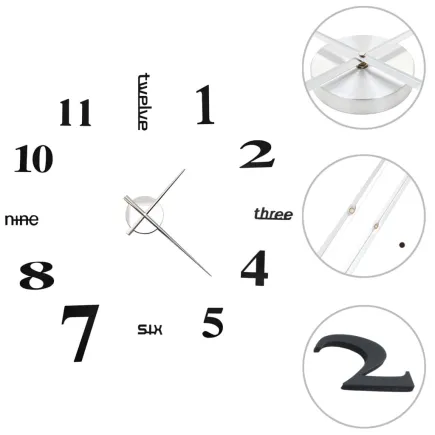Horloge murale 3D Design moderne 100 cm XXL Noir 2