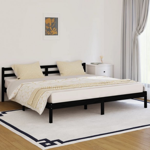 Lit Bois massif de pin 200x200 cm Noir