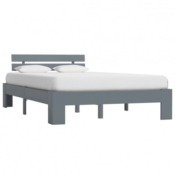 Lit Gris Bois de pin massif 140 x 200 cm