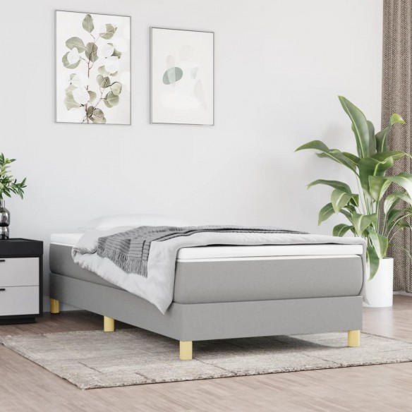 Lit Gris clair 100x200 cm Tissu