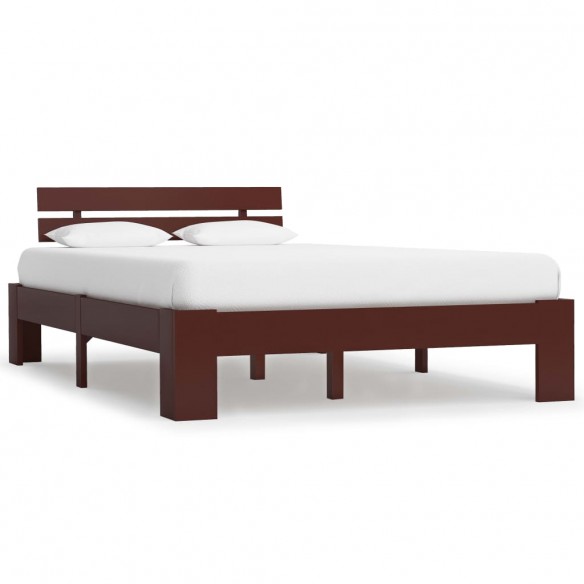 Lit Marron foncé Bois de pin massif 120 x 200 cm
