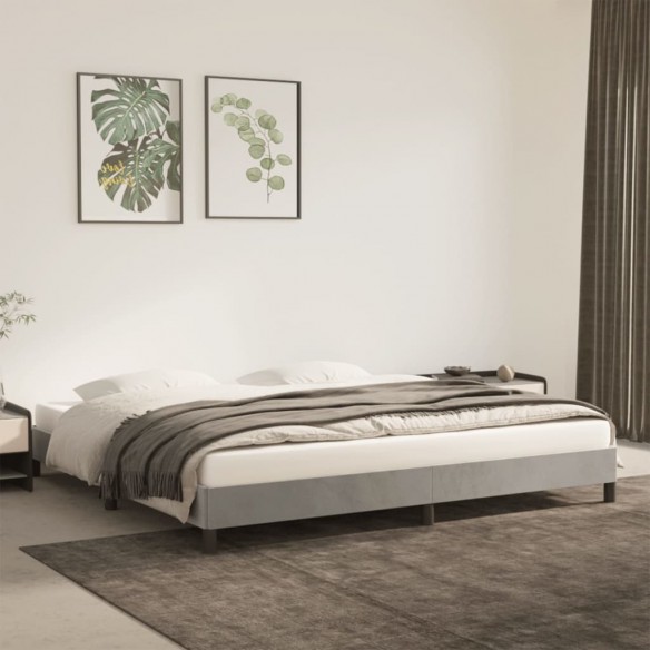 Lit Gris clair 200x200 cm Velours