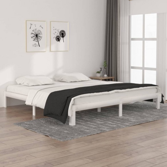 Lit Blanc Bois de pin massif 200x200 cm