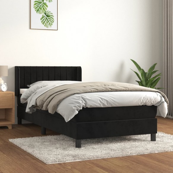 Lit et matelas Noir 80x200 cm Velours