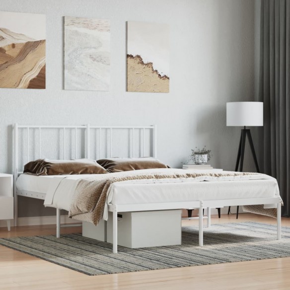 Lit métal avec tête de lit blanc 140x200 cm