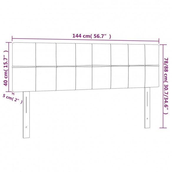 Tête de lit à LED Gris clair 144x5x78/88 cm Tissu