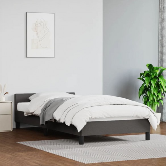 Lit avec tête de lit Gris 80x200 cm Similicuir