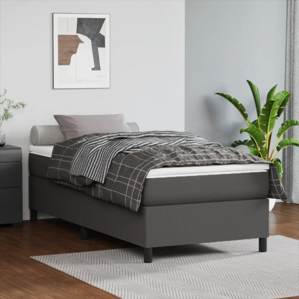 Lit avec matelas Gris 90x200 cm Similicuir