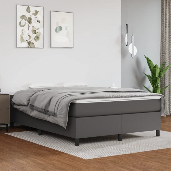 Lit Gris 140x190 cm Similicuir