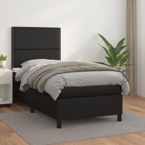 Lit avec matelas Noir 80x200cm Similicuir