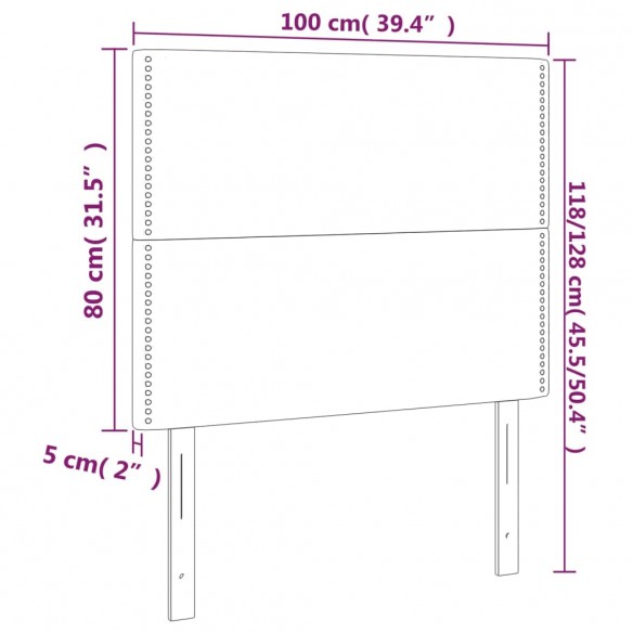 Têtes de lit 2 pcs Gris foncé 100x5x78/88 cm Velours