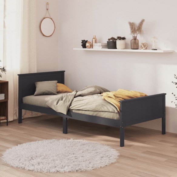 Lit Gris Bois de pin massif 100x200 cm