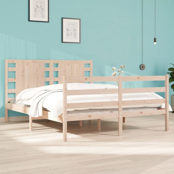 Lit bois de pin massif 120x190 cm petit double