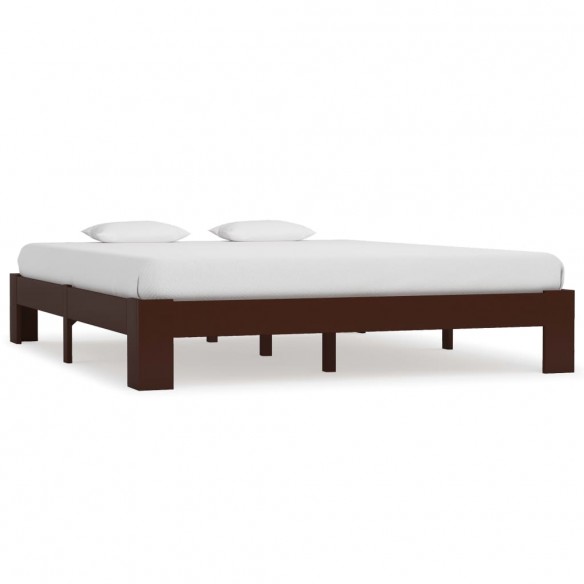 Lit Marron foncé Bois de pin massif 160 x 200 cm