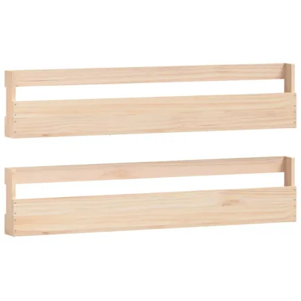 Étagères à chaussures murales 2 pcs 110x9x23 cm Pin massif 2