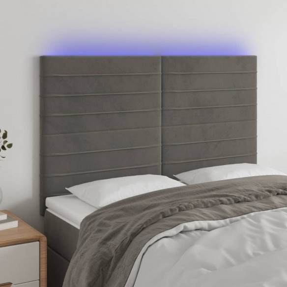 Tête de lit à LED Gris foncé 144x5x118/128 cm Velours