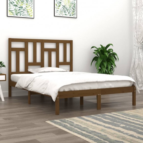 Lit Marron miel Bois de pin massif 120x200 cm