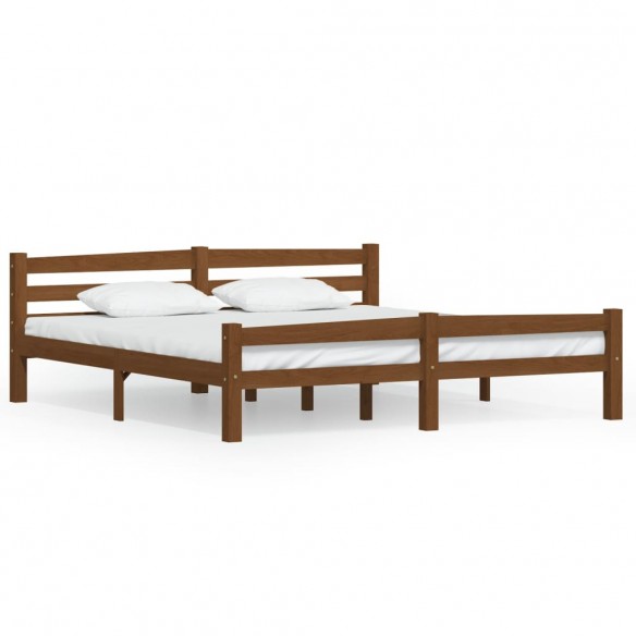 Lit Marron miel Bois de pin massif 180x200 cm