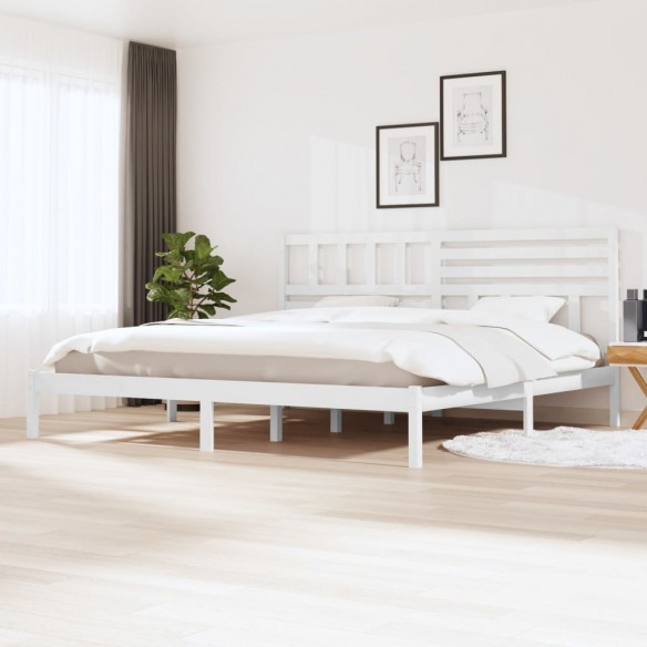 Lit blanc 180x200 cm Super King bois de pin massif