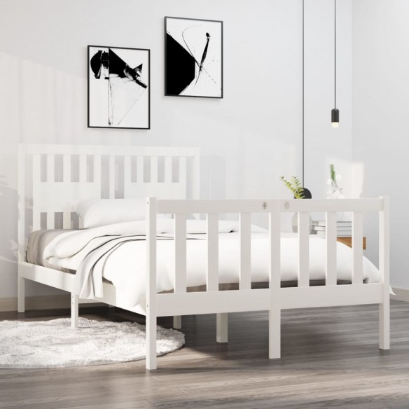 Lit Blanc Bois massif 120x190 cm Petit Double