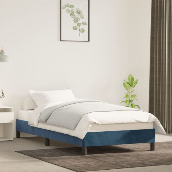 Lit Bleu foncé 90x200 cm Velours