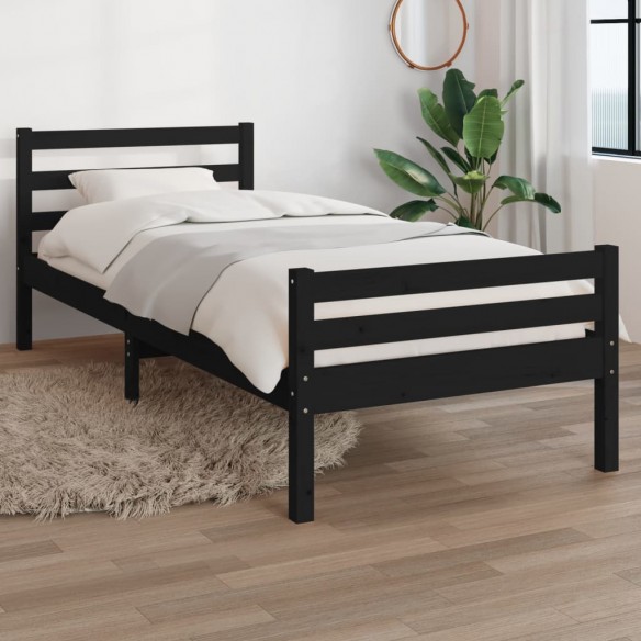 Lit Noir Bois massif 100x200 cm