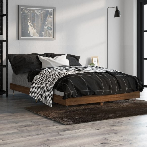 Lit chêne marron 120x190 cm bois d'ingénierie