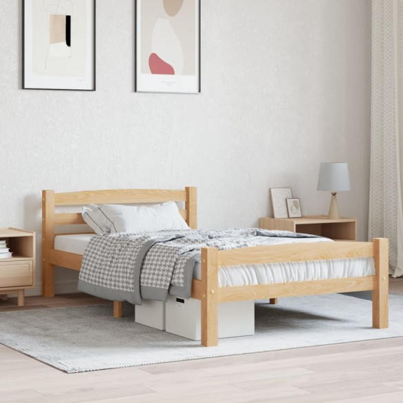 Lit bois de pin massif 90x200 cm