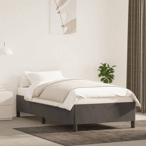 Lit Gris foncé 100 x 200 cm Velours