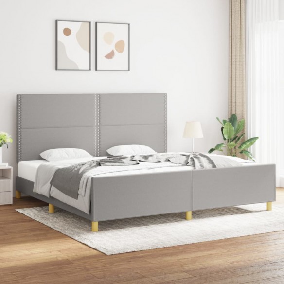 Lit avec tête de lit Gris clair 200x200 cm Tissu