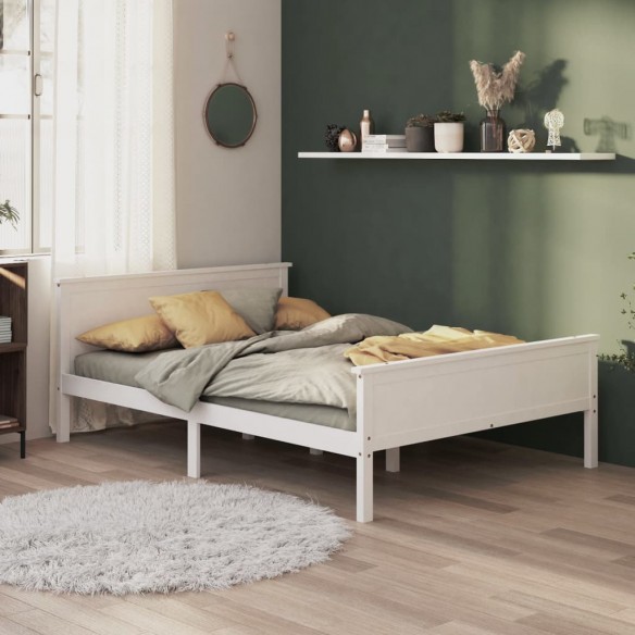 Lit Blanc Bois de pin massif 160x200 cm